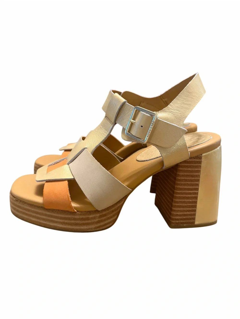 Kork-Ease Women's Multitone Platform Sandals — Beige & Orange